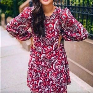 LOFT Red Paisley Shimmer Dress